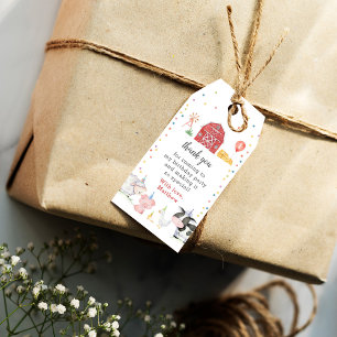 Boy Farm Animals Red Barnyard Birthday Gift Tags