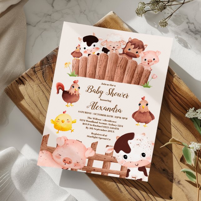 Boy Farm Animaux Baby shower Invitation (Créateur téléchargé)
