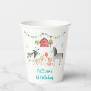 Boy Farm Barnyard Birthday Paper Cups