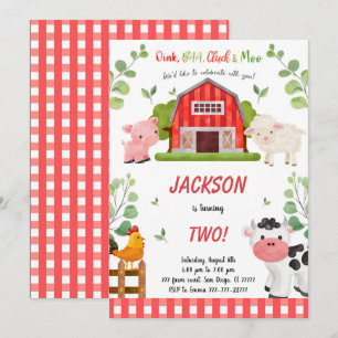 Boy Farm Birthday Party Invitation