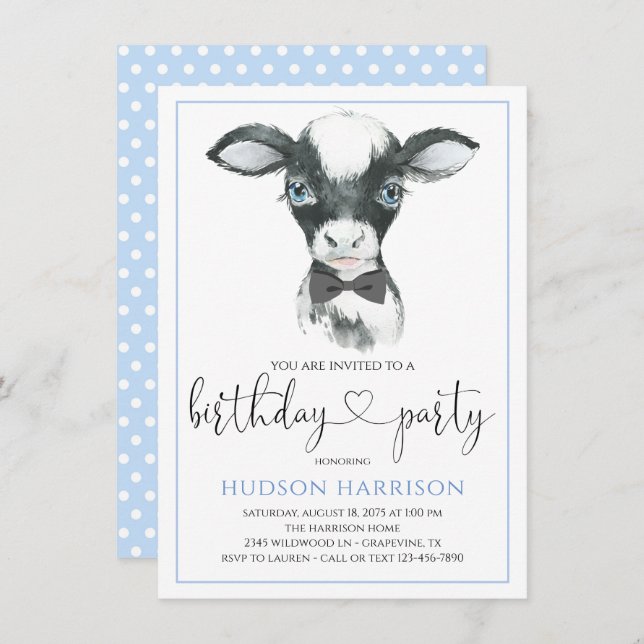 Boy Farm Birthday Party Invitations (Front/Back)