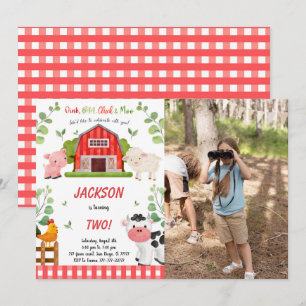 Boy Farm Birthday Party Photo Invitation