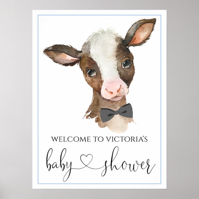 Boy Farm Cow Baby Shower Signs (Front)
