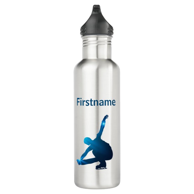 Boy figure skater water bottle - Blue stars (Right)