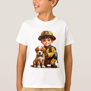 Boy Fireman with dog T-Shirt
