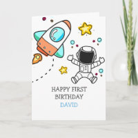 Boy First Birthday Astronaut Outer Space Rocket