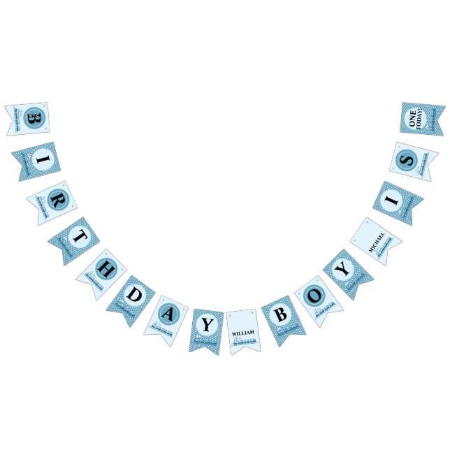 Boy First Birthday Blue Trains Bunting Flags (All)