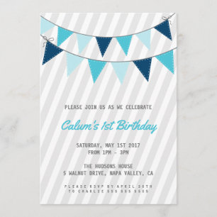 Boy First Birthday Party Invitation