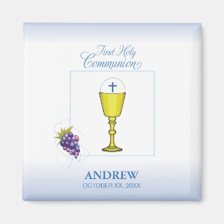Boy First Communion, Chalice with Host and Grapes Magnet