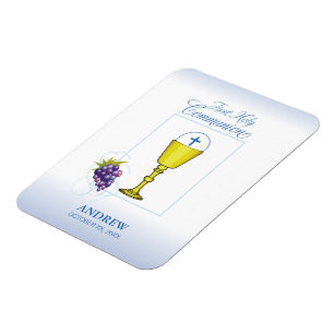 Boy First Communion, Chalice with Host and Grapes Magnet