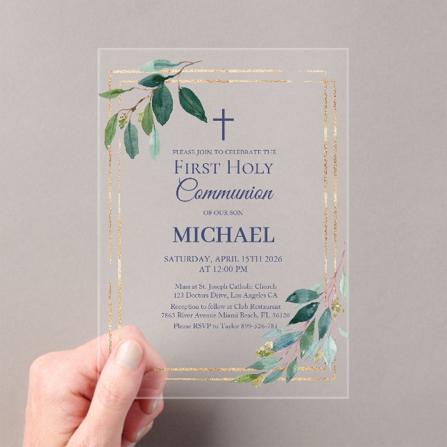 Boy First Holy Communion Acrylic Invitation (In situ (ordinateur de poche))