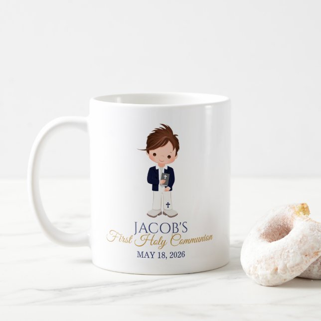 Boy First Holy Communion Minimalist Ceramic Mug  (With Donut)