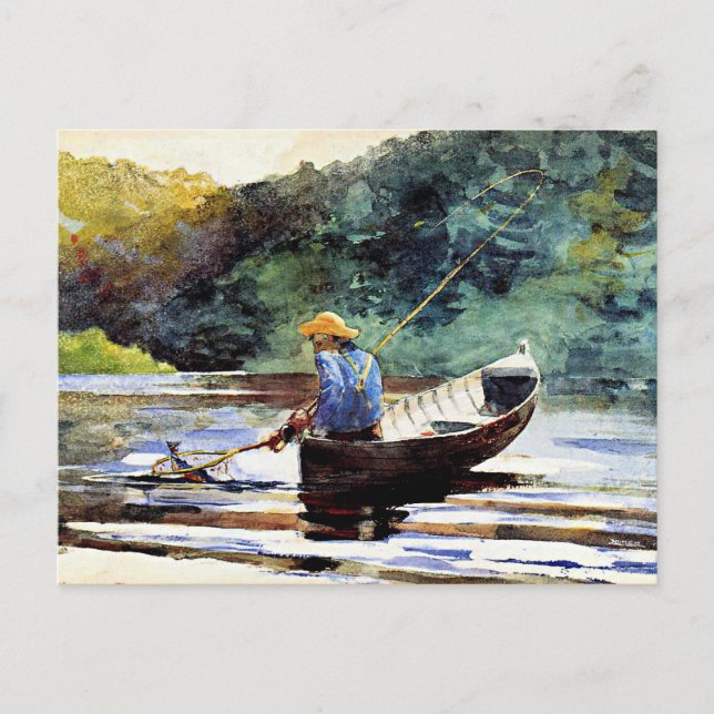 Boy Fishing, artwork by Winslow Homer Postcard (Front)