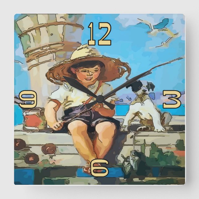 Boy Fishing Clock (Front)