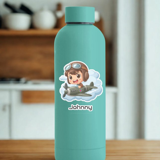  Boy Flying Airplane Clouds Fun Kids Personalized (Creator Uploaded)