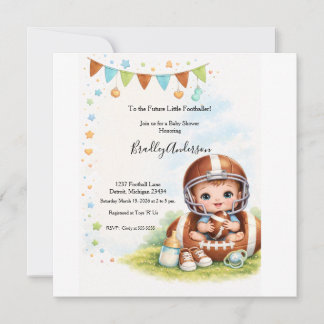 Boy Football Baby Shower Save The Date