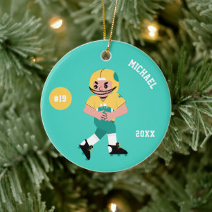 Boy Football Player Name Jersey Number & Year Ceramic Ornament