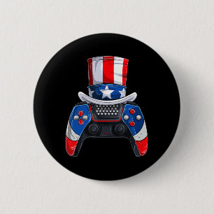 Boy Fourth Of July Tee US American Flag Video Gam 2 Inch Round Button