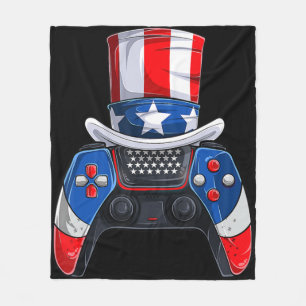 Boy Fourth Of July Tee US American Flag Video Gam Fleece Blanket