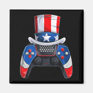 Boy Fourth Of July Tee  US American Flag Video Gam Magnet