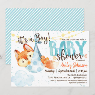 Boy Fox Baby Shower Invitation