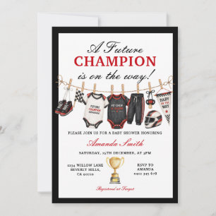 Boy Future Champion Baby Shower Race Car Theme Invitation