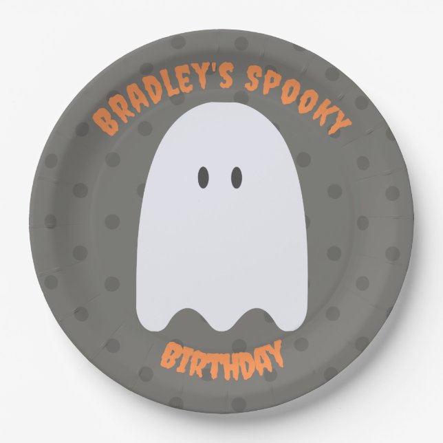 Boy Ghost Birthday Party Personalized Paper Plate (Front)