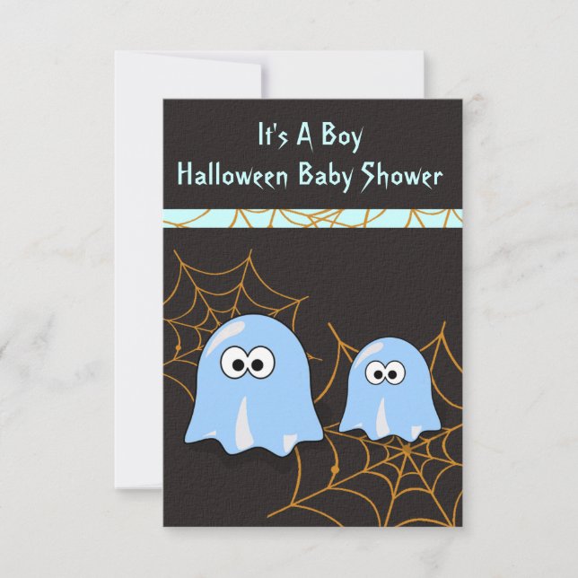 Boy Ghost Halloween Baby Shower Invitation Cards (Front)