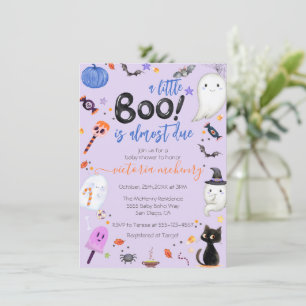Boy Ghost Little Boo Is Due Halloween Baby Shower Invitation