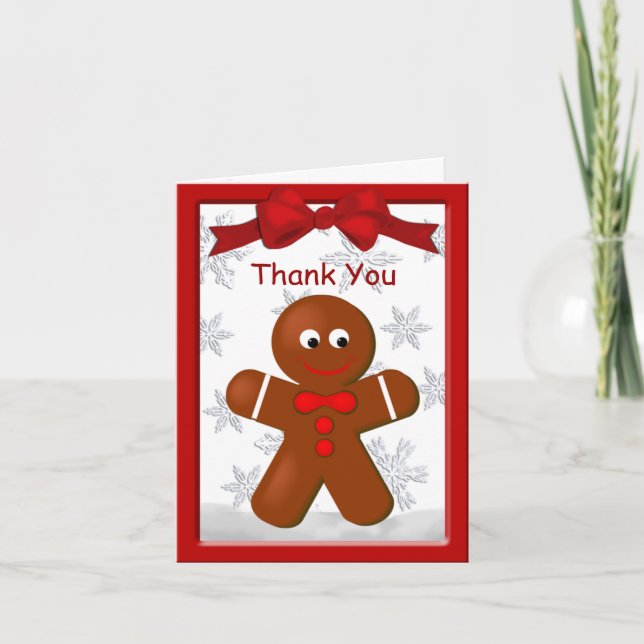 Boy Gingerbread Cookie Christmas Thank You (Front)