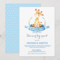 Boy Giraffe Baby Shower by Mail Invitation
