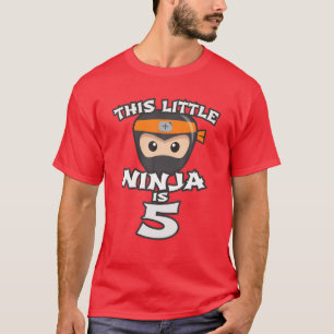 Boy Girl 5Th Birthday This Little Red Ninja Is 5 Y T-Shirt