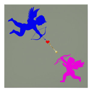 Boy& Girl Angels Arrow Red Heart Poster