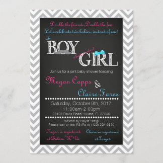 Boy Girl Joint Baby shower Invitation et carte de 