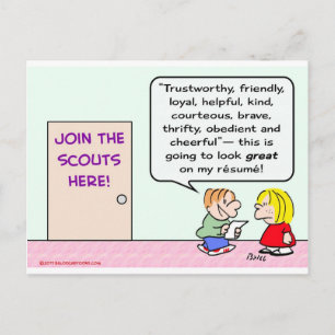 boy girl scouts join great postcard