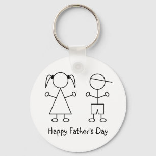 Boy & Girl Stick Figures ~ Happy Father's Day Keychain