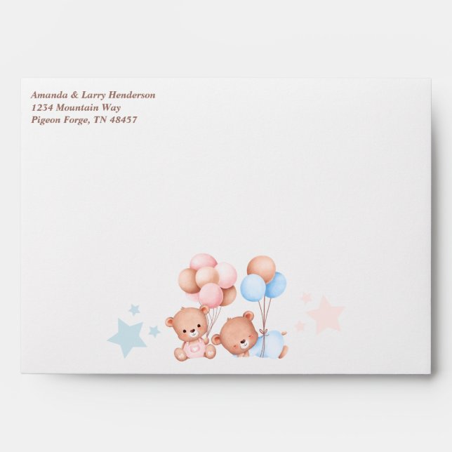 Boy Girl Teddy Bear Personalized  Envelope (Front)