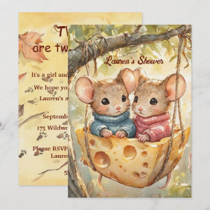 Boy Girl Twin Baby Shower Invitation