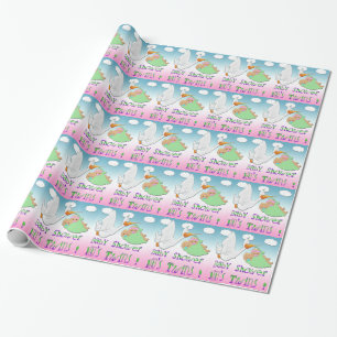 Boy & Girl Twins 2 - Stork Baby Shower Gift Wrap
