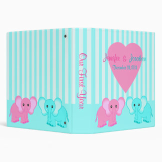 Boy/Girl Twins Baby Elephants Photo Binder