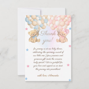 Boy Girl Twins Baby Shower Thank You Card