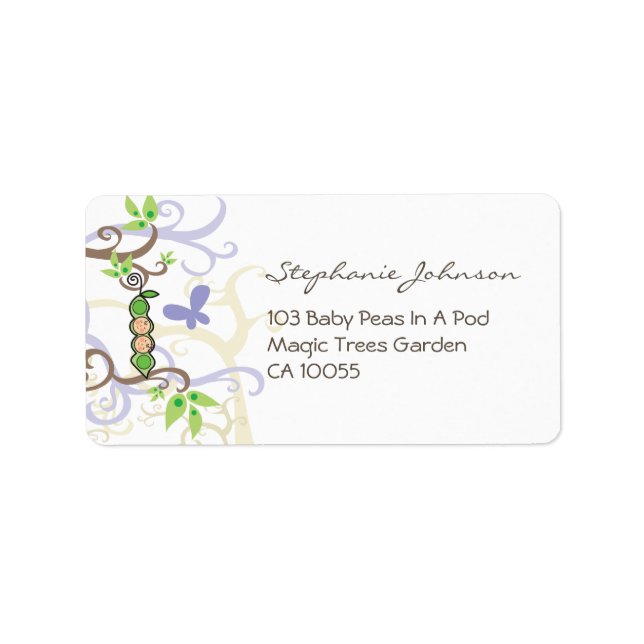 Boy Girl Twins Peas In A Pod Baby Address Labels (Front)