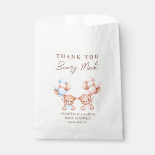 Boy Girl Twins Teddy Bear Baby Shower Favour Bag