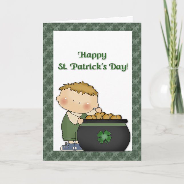 Boy Gold St. Patricks Day Card (Front)