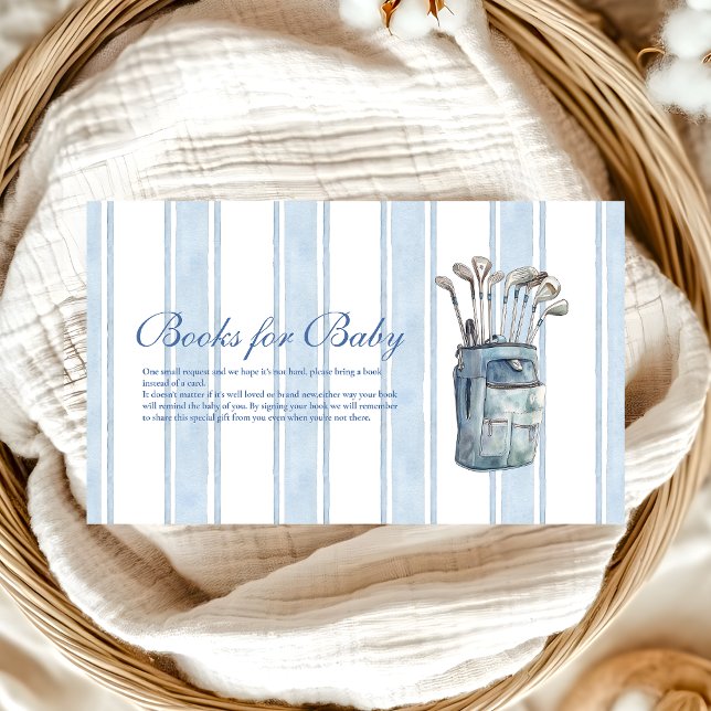 Boy Golf Baby Shower Books for Baby Enclosure Card (Creator Uploaded)