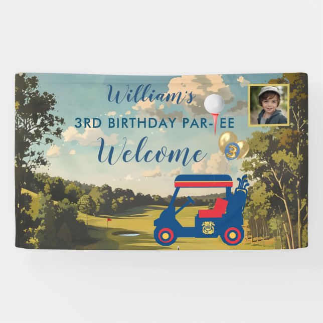 Boy Golf Theme 3rd Birthday Party  Banner (Horizontal)