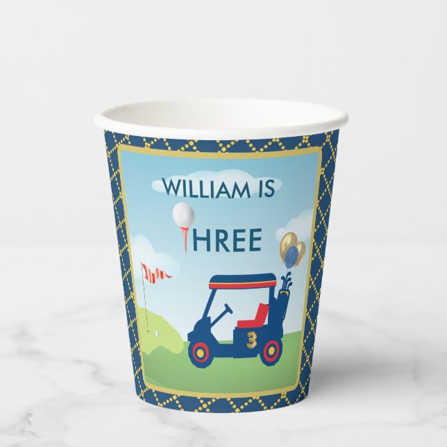 Boy Golf Theme 3rd Birthday Party  Paper Cups (Front)