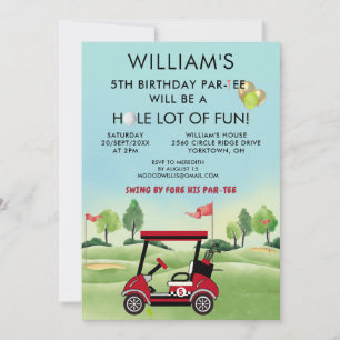 Boy Golf Theme 5th Birthday Par-Tee Invitation