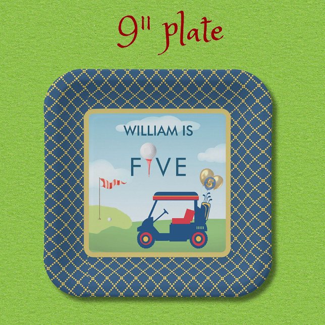 Boy Golf Theme 5th Birthday Party  Paper Plate (Creator Uploaded)
