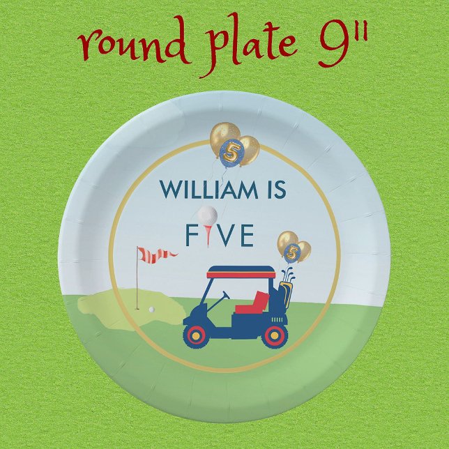 Boy Golf Theme 5th Birthday Party  Paper Plate (Creator Uploaded)